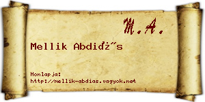 Mellik Abdiás névjegykártya